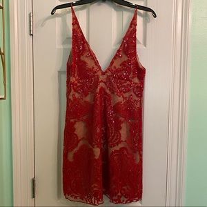 Free People Dangerous Love Lace Mini in Red